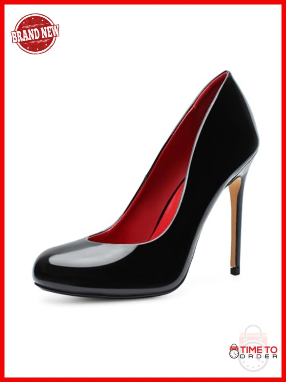 Unisex Patent Leather Stiletto Heels Round Toe Dress Pumps